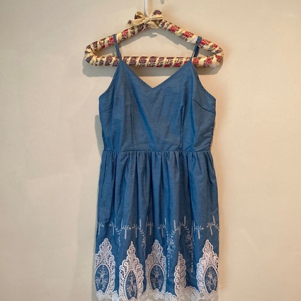 Japna Denim Dress with Lace Detail Junior Medium